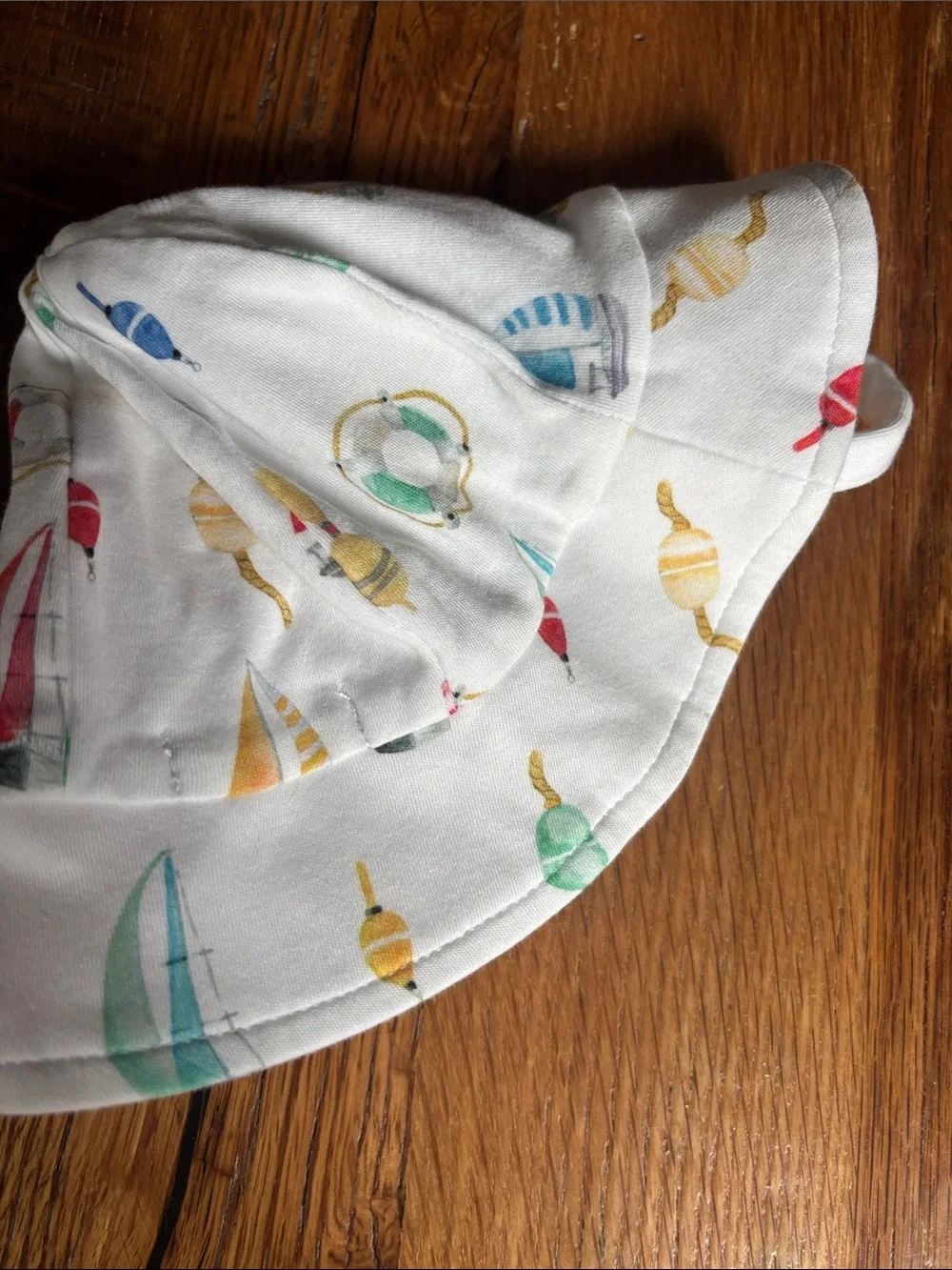 Baby Club Chic White Nautical Print Sun Hat size 3-6 month